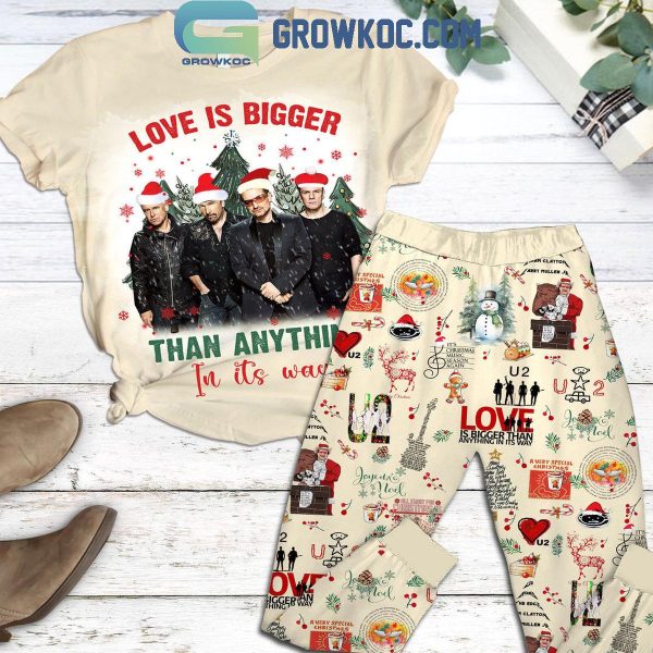 U2 Love Is Bigger Than Anything In Its Way Christmas Fleece Pajamas Set