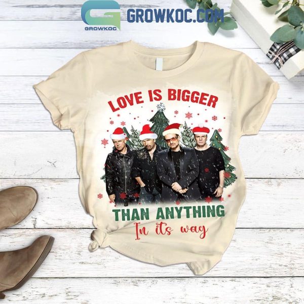 U2 Love Is Bigger Than Anything In Its Way Christmas Fleece Pajamas Set