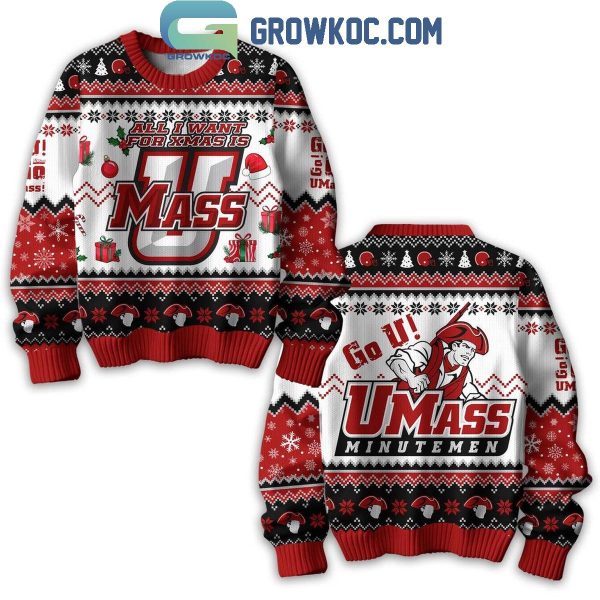 UMass Minutemen All I Want For Christmas Is Mass Ugly Sweater