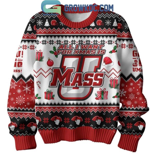 UMass Minutemen All I Want For Christmas Is Mass Ugly Sweater