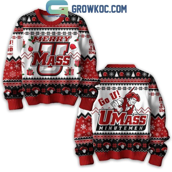 UMass Minutemen Go U Merry UMass Christmas Ugly Sweater