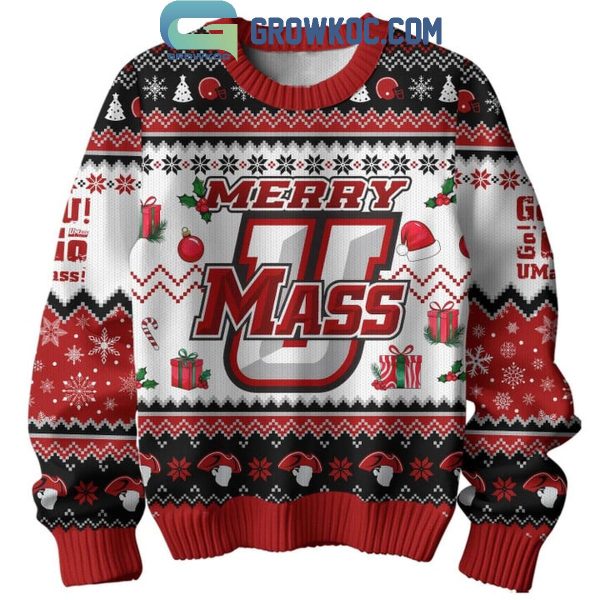 UMass Minutemen Go U Merry UMass Christmas Ugly Sweater