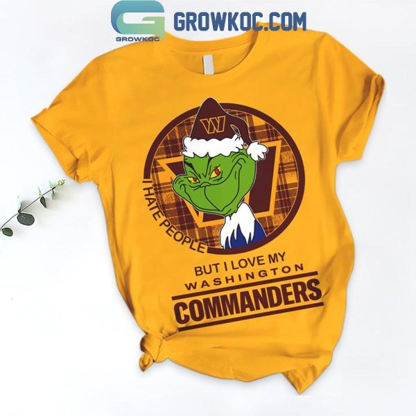 Washington Commanders Grinch 2024 I Hate People But Love Commander Fleece Pajamas Set