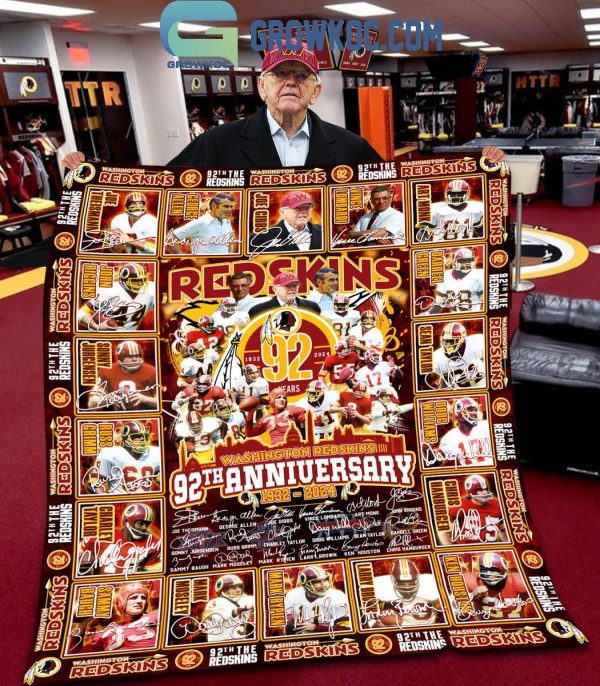 Washington Redskins 92nd Anniversary 1932-2024 Thank You Fleece Blanket Quilt