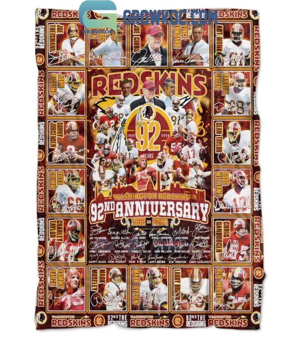 Washington Redskins 92nd Anniversary 1932-2024 Thank You Fleece Blanket Quilt