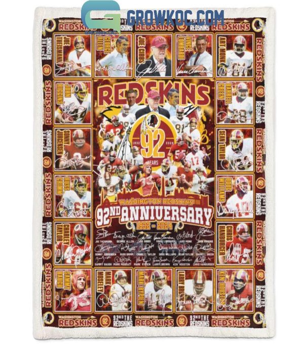 Washington Redskins 92nd Anniversary 1932-2024 Thank You Fleece Blanket Quilt