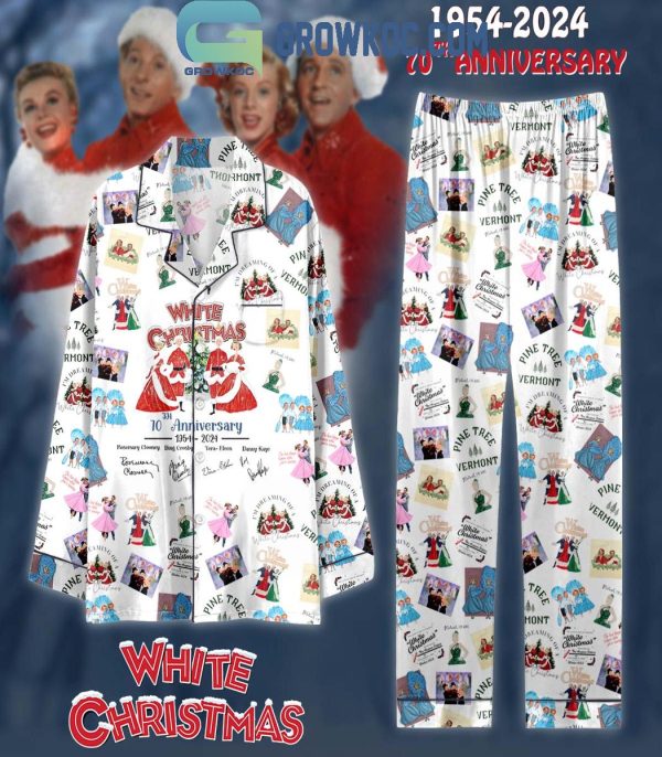 White Christmas 70th Anniversary 1954-2024 Polyester Pajamas Set