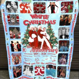 White Christmas 70th Anniversary Thank You For Christmas Fleece Blanket Quilt