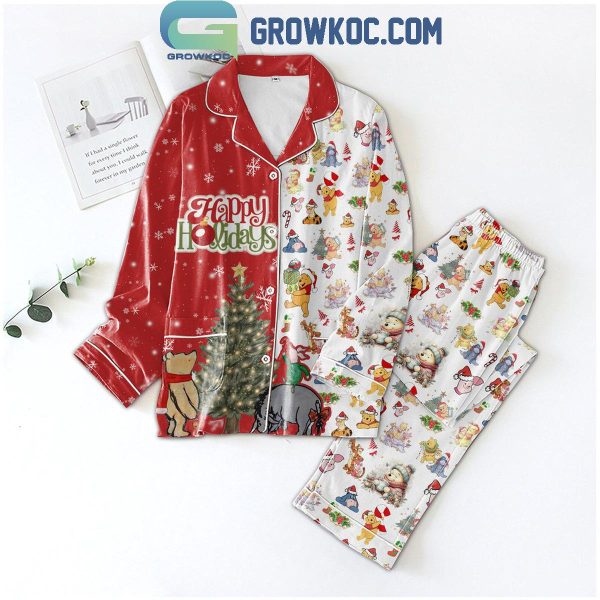 Winnie The Pooh Christmas Time Happy Holiday Polyester Pajamas Set