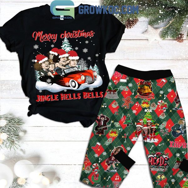 ACDC Merry Christmas Jingle Hells Bells 2024 Holidays Fleece Pajamas Set