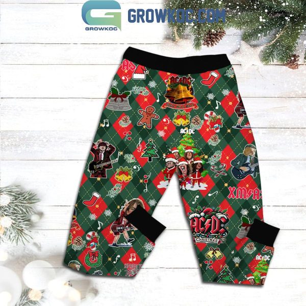 ACDC Merry Christmas Jingle Hells Bells 2024 Holidays Fleece Pajamas Set