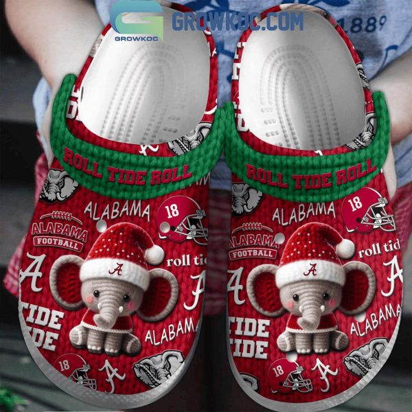 Alabama Crimson Tide Football Roll Tide Roll In Christmas Crocs Clogs