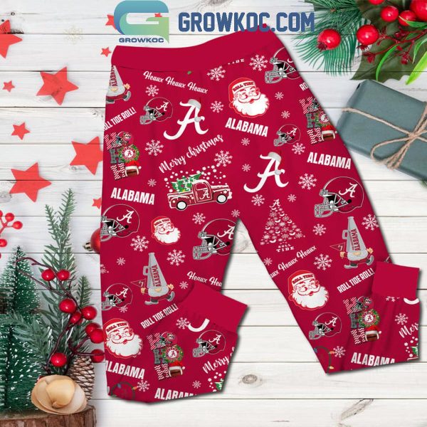 Alabama Crimson Tide Merry Christmas Roll Tide 2024 Fleece Pajamas Set