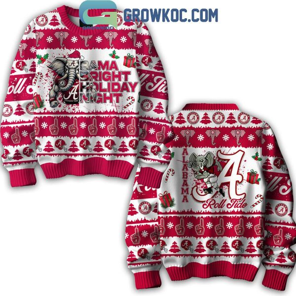 Alabama Crimson Tide Roll Tide Bama Bright Holiday Night Christmas Ugly Sweater