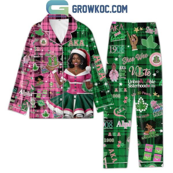 Alpha Kappa Alpha I Can’t Keep Calm Christmas Polyester Pajamas Set