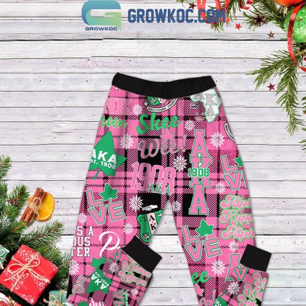 Alpha Kappa Alpha Merry Christmas Soror 2024 Fleece Pajamas Set