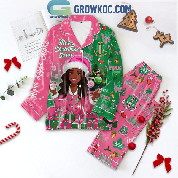 Alpha Kappa Alpha Merry Christmas Soror 2024 Polyester Pajamas Set