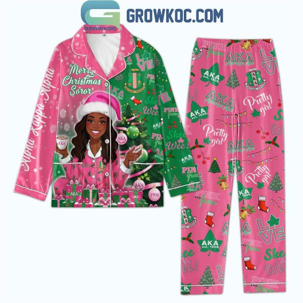 Alpha Kappa Alpha Merry Christmas Soror 2024 Polyester Pajamas Set