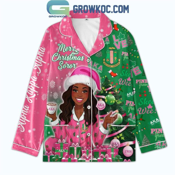 Alpha Kappa Alpha Merry Christmas Soror 2024 Polyester Pajamas Set