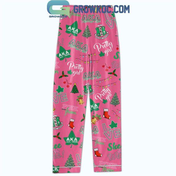 Alpha Kappa Alpha Merry Christmas Soror 2024 Polyester Pajamas Set