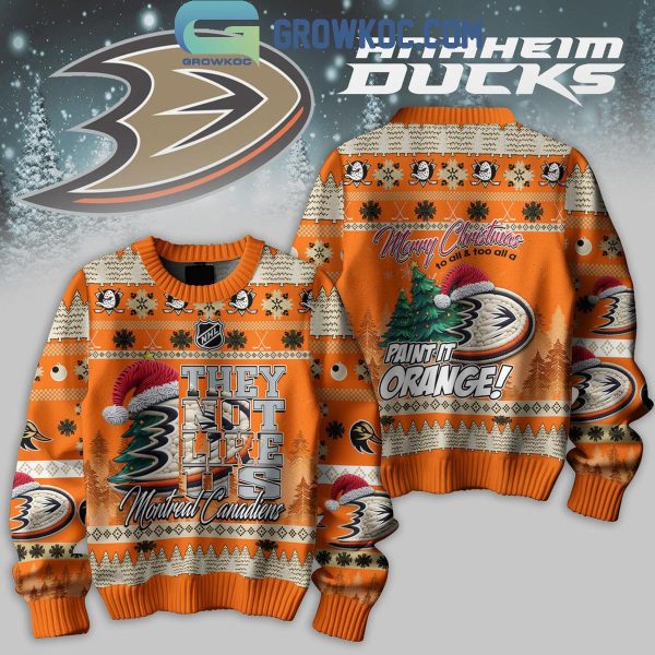 Anaheim Ducks They Not Like Us Paint It Orange Merry Christmas Ugly Sweater