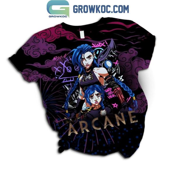 Arcane League Of Legends Get Jinx She Was Here Christmas Fleece Pajamas Set