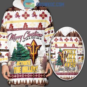 Arizona State Sun Devils Activate They Not Like Us Christmas Oodie Hoodie Blanket