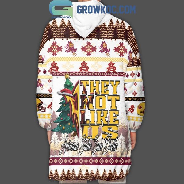 Arizona State Sun Devils Activate They Not Like Us Christmas Oodie Hoodie Blanket