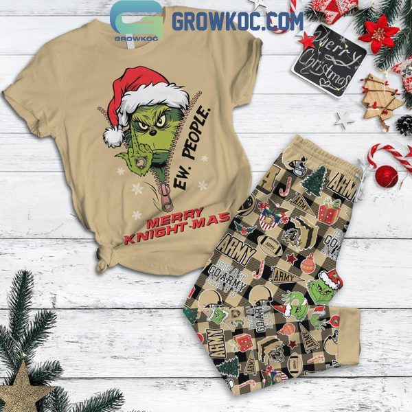 Army Black Knights Merry Knightmas Christmas From The Grinch Fleece Pajamas Set