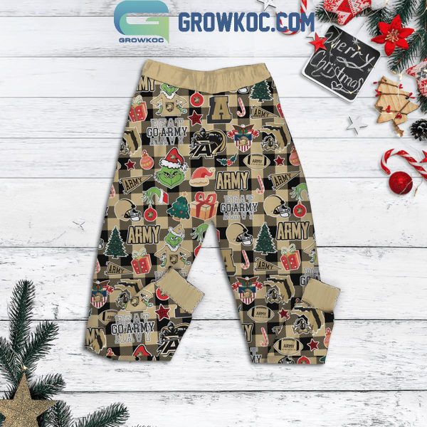 Army Black Knights Merry Knightmas Christmas From The Grinch Fleece Pajamas Set