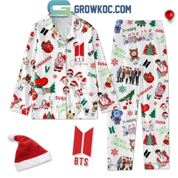 BTS Jungkook V Jimin Suga J-Hope RM Jin Christmas Polyester Pajamas Set