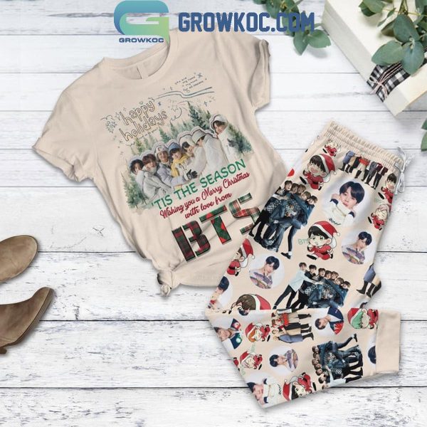 BTS Tis The Season Merry Christmas With Love 2024 Fleece Pajamas Set