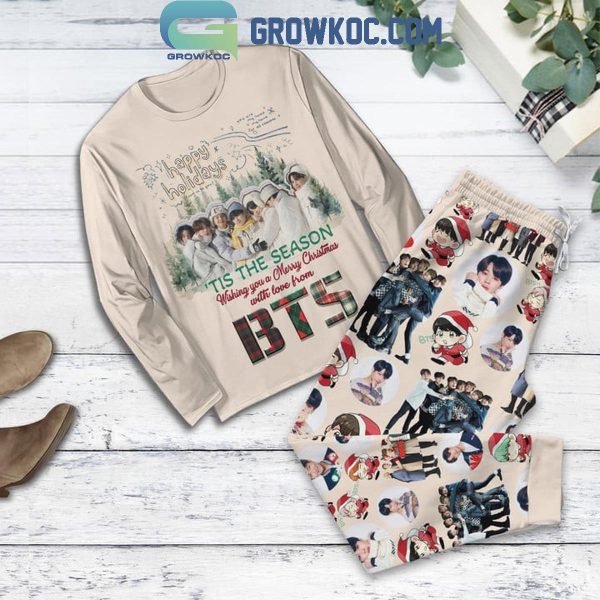 BTS Tis The Season Wishing You A Merry Christmas Fleece Pajamas Set