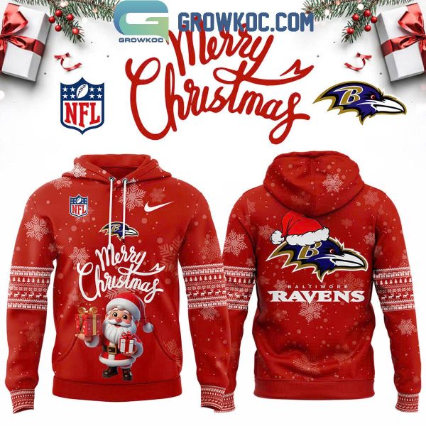 Baltimore Ravens Santa Claus 2024 Merry Christmas Festive Hoodie T-Shirt