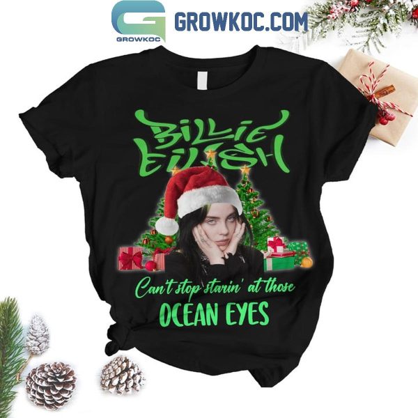 Billie Eilish Can’t Stop Starin’ At Those Ocean Eyes Christmas Fleece Pajamas Set