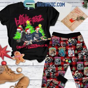 Blink-182 Merry Christmas Crappy Punk Rock 2024 Fleece Pajamas Set