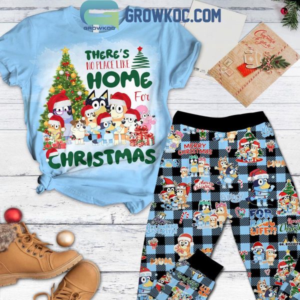 Bluey No Place Like Home Christmas For Real Life Fleece Pajamas Set