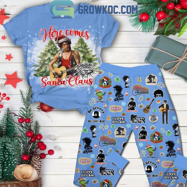 Bob Dylan Here Comes Santa Claus Christmas 2024 Fleece Pajamas Set