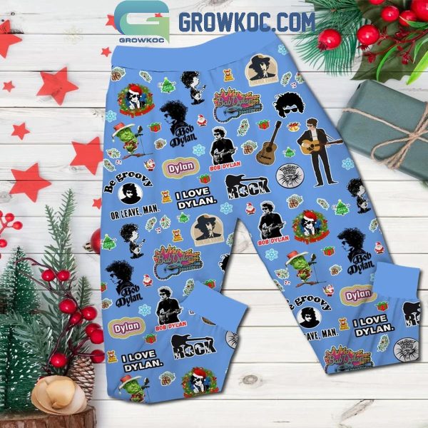 Bob Dylan Here Comes Santa Claus Christmas 2024 Fleece Pajamas Set