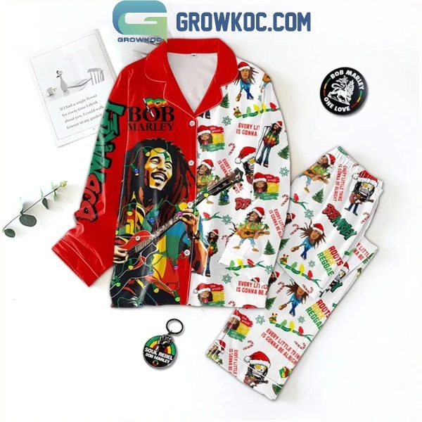 Bob Marley Reggae Merry Christmas One Love Polyester Pajamas Set