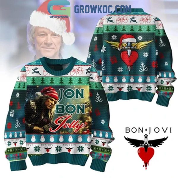 Bon Jon Jovi Jolly Merry Christmas 2024 Ugly Sweater