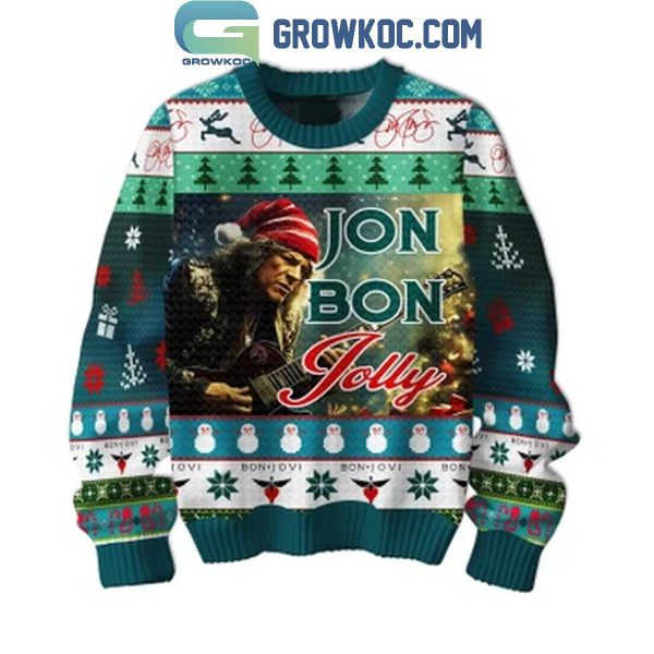 Bon Jon Jovi Jolly Merry Christmas 2024 Ugly Sweater