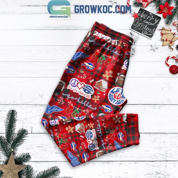 Buffalo Bills Too Cute To Watch Buffalo All Christmas Day Fleece Pajamas Set