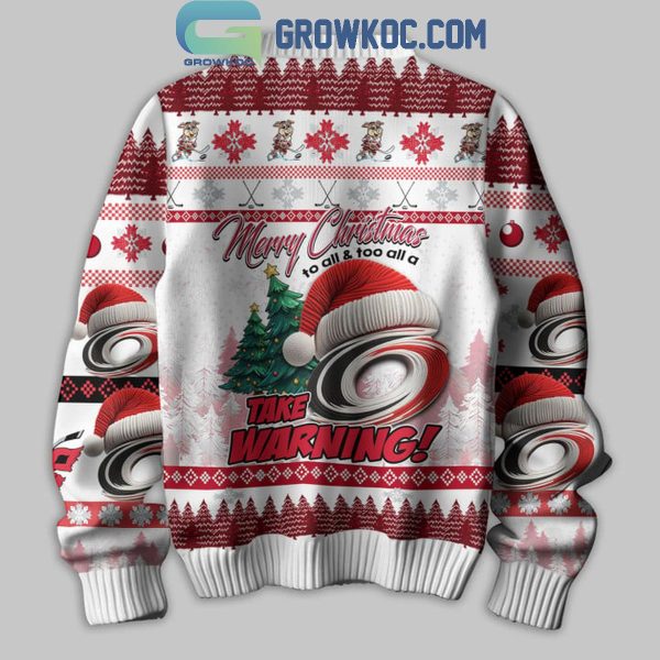 Carolina Hurricanes They Not Like Us Take Warning Merry Christmas Ugly Sweater