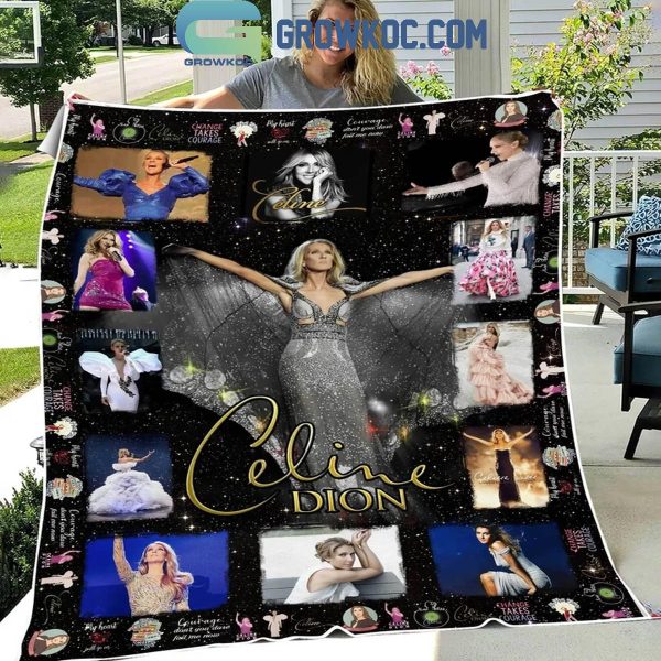 Celine Dion French Rose Change Takes Courage Fleece Blanket Quilt