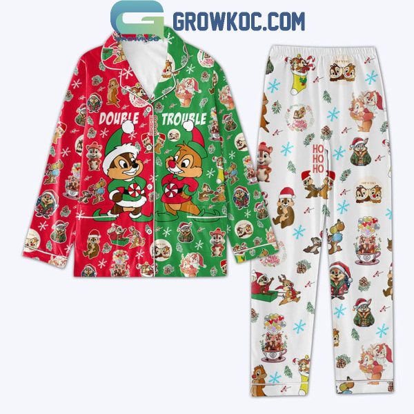 Chip N’ Dale Rescue Rangers Double Trouble Merry Christmas Polyester Pajamas Set