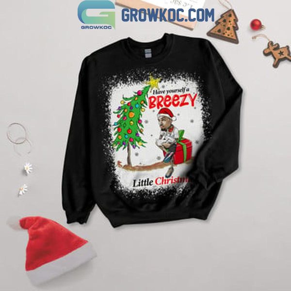 Chris Brown Have Yourself A Breezy Little Christmas Fleece Pajamas Set Long Sleeve