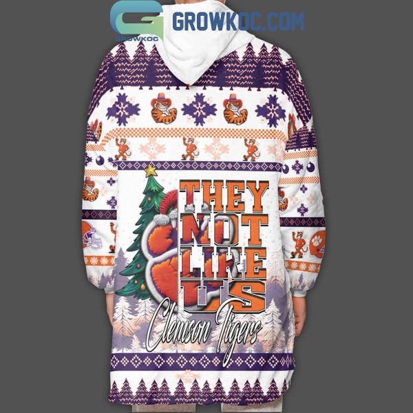 Clemson Tigers Paw Power They Not Like Us Christmas Oodie Hoodie Blanket