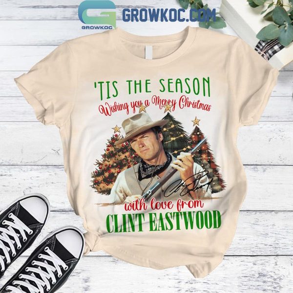 Clint Eastwood Tis The Season Wishing You A Merry Christmas Fleece Pajamas Set