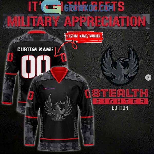 Coachella Valley Firebirds Stealth Fighter Military 2024 Personalized Hockey Jersey